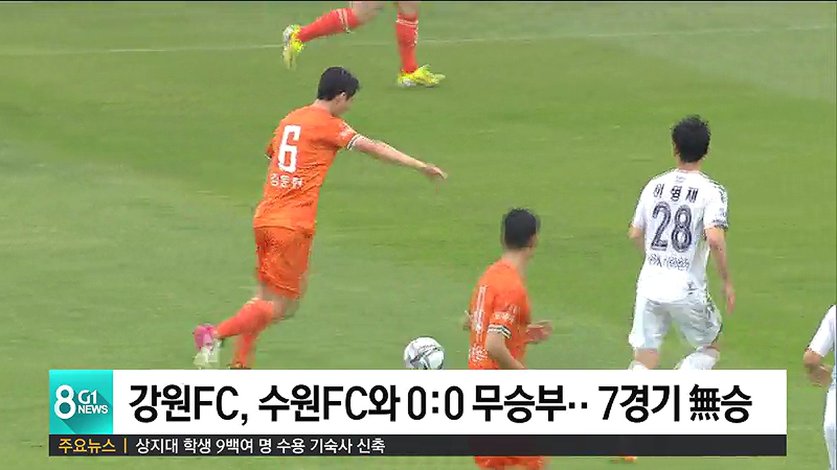 강원FC, 수원FC와 0-0 무승부..7경기 無승