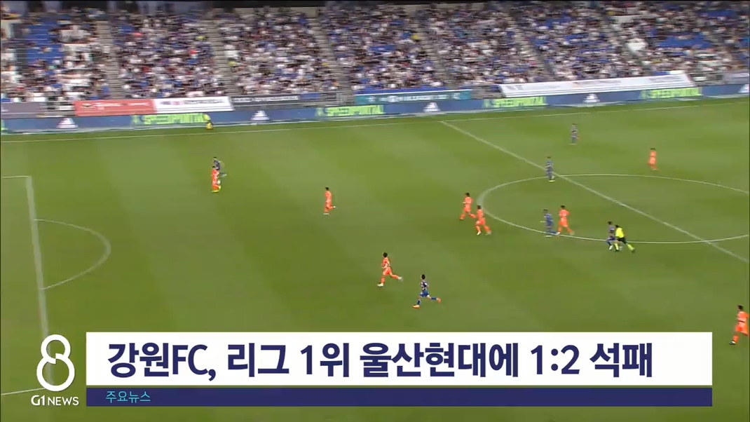 강원FC, 리그 1위 울산현대에 1:2 석패