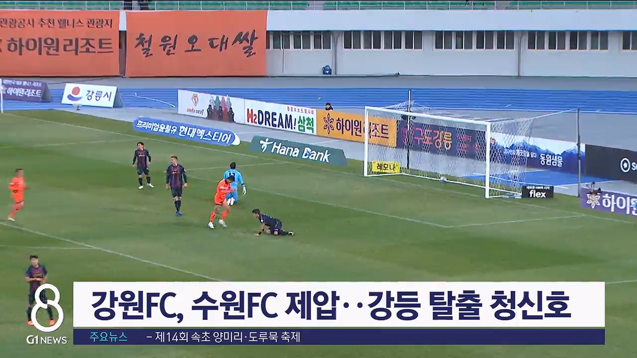 강원FC, 수원FC 제압..강등 탈출 청신호