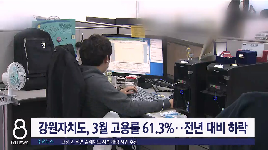 강원자치도, 3월 고용률 61.3%..전년 대비 하락