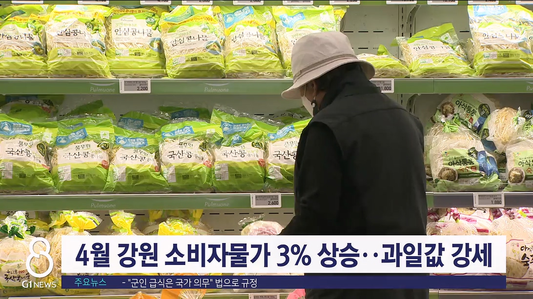 4월 강원 소비자물가 3.0% 상승..과일값 강세 지속