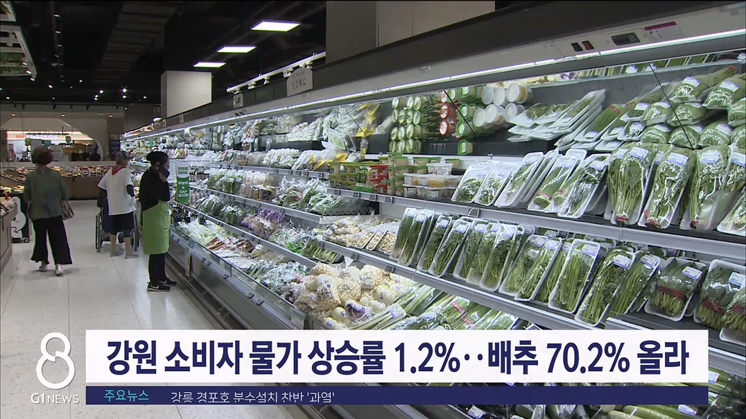 강원 소비자 물가 상승률 1.2%..배추 70.2% 올라