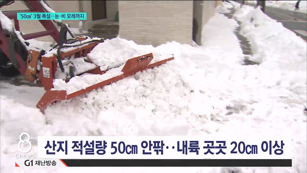 '50cm' 3월 폭설..눈·비 모레까지 