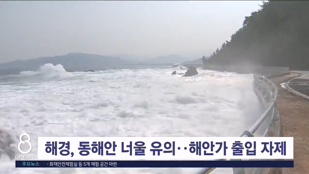 해경, 동해안 너울 유의..해안가 출입 자제