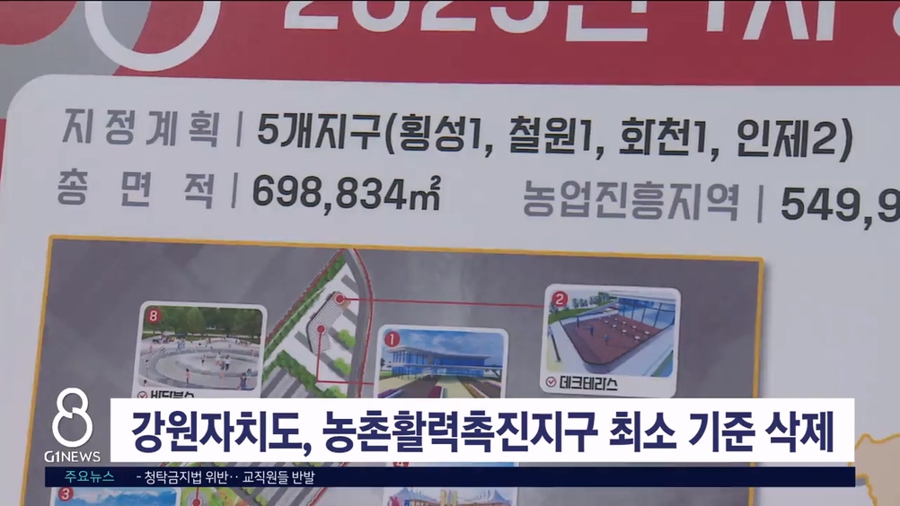 강원자치도, 농촌활력촉진지구 최소 면적 기준 삭제