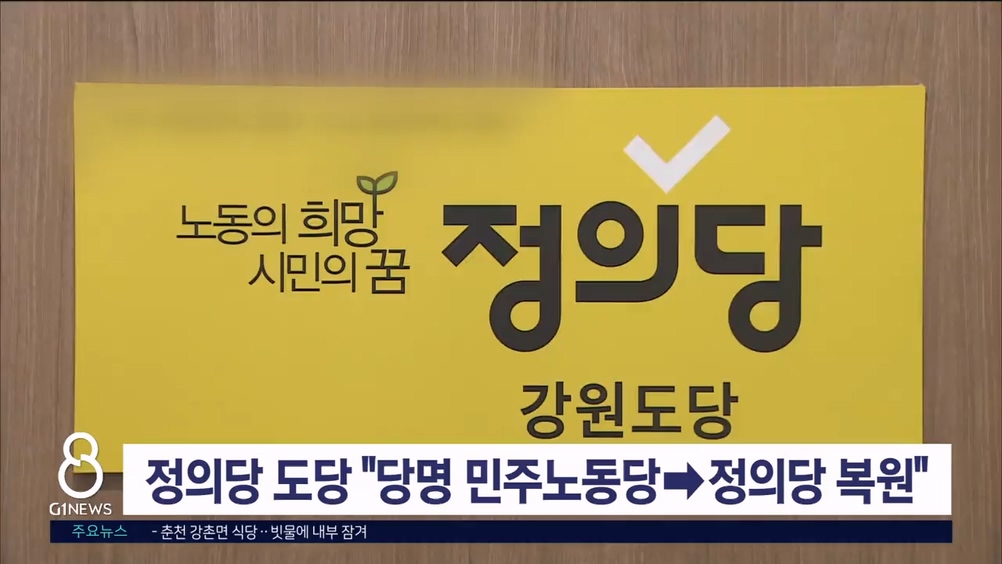 정의당 도당 "당명 민주노동당->정의당 복원"
