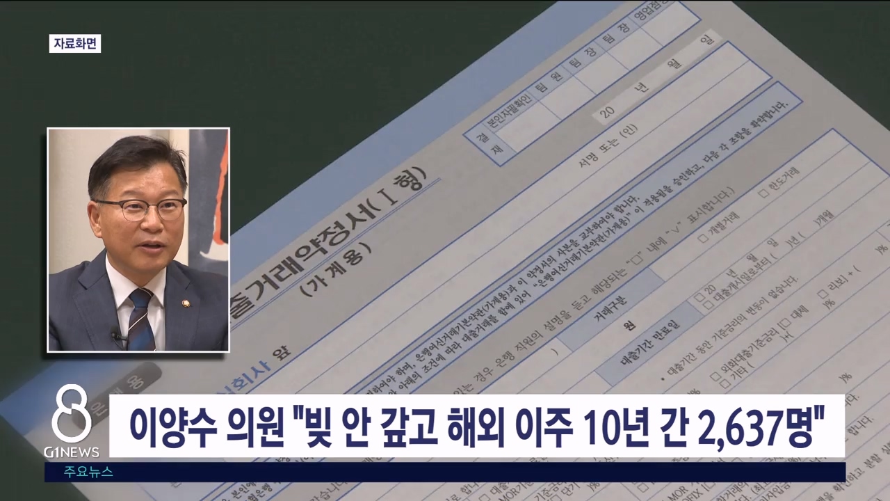 이양수 의원 "빚 안 갚고 해외 이주 10년 간 2,637명"