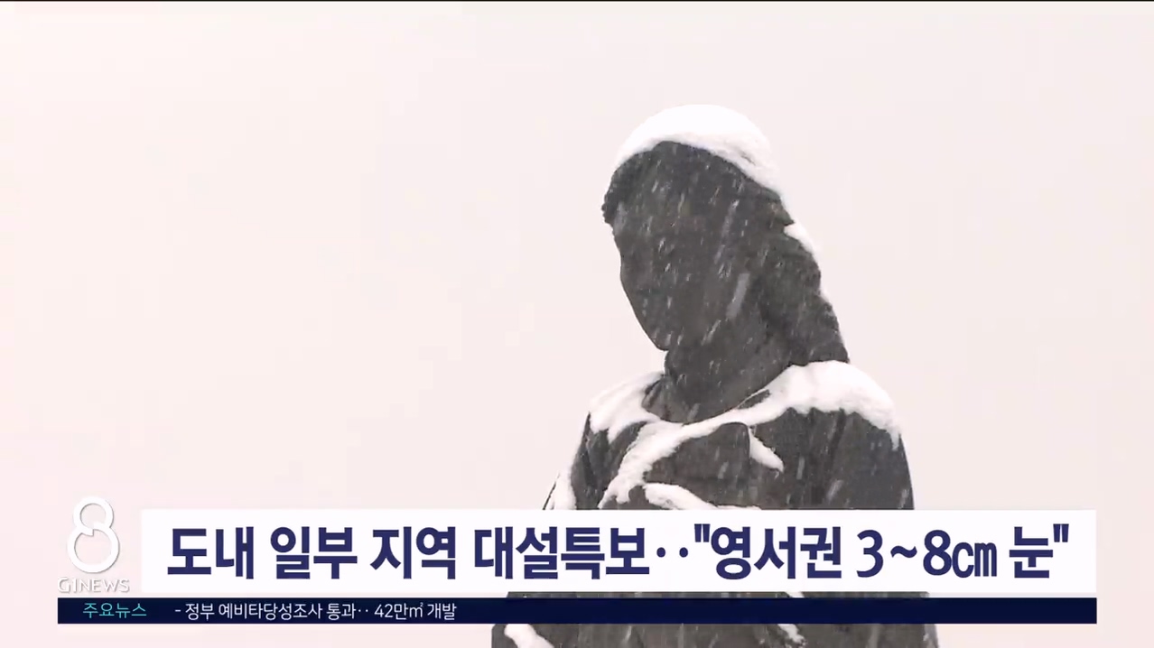 도내 일부 지역 대설특보..“영서권 3~8cm 눈”
