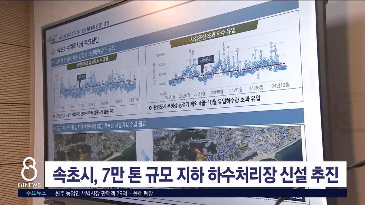 속초시, 7만톤 규모 지하 하수처리장 신설 추진