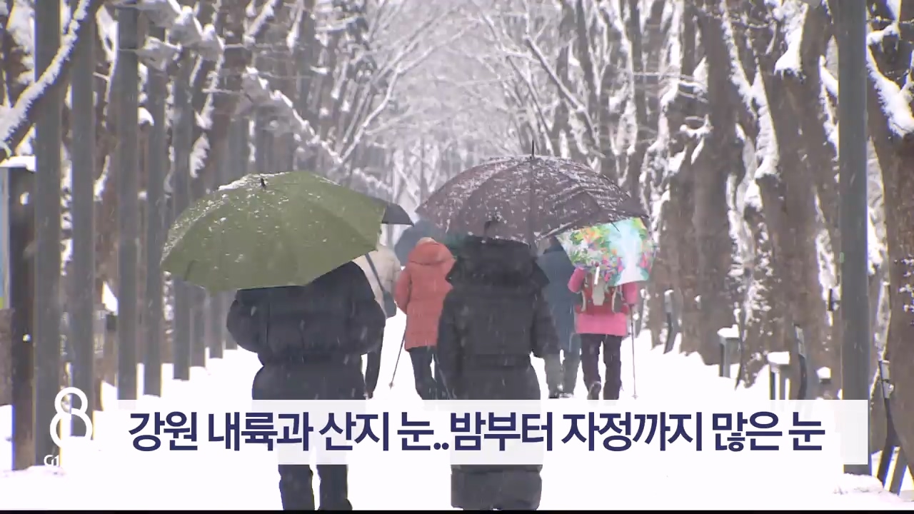 강원 내륙과 산지 눈..밤부터 자정까지 많은 눈