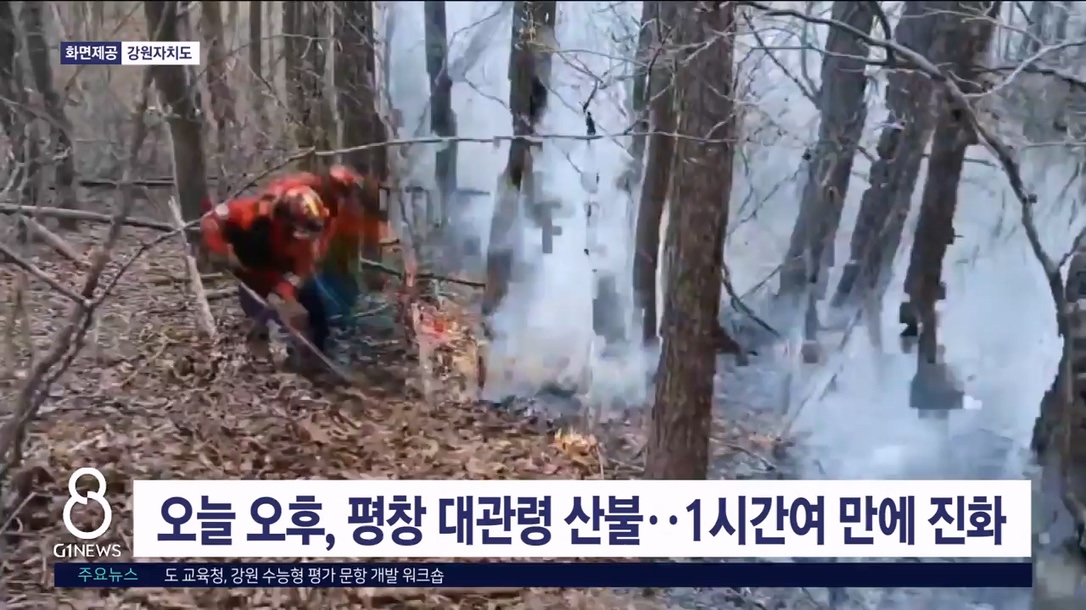 평창 대관령서 산불..1시간여 만에 진화