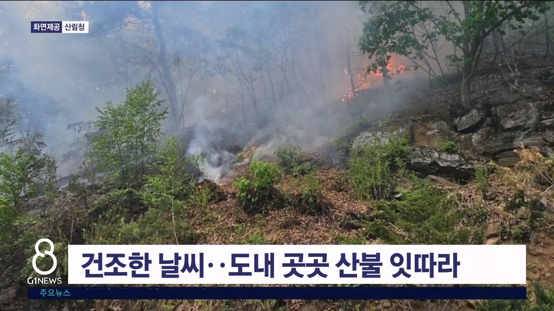 건조한 날씨..도내 곳곳 산불 잇따라
