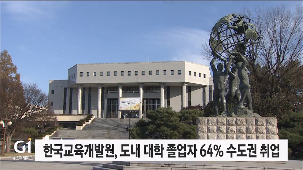 한국교육개발원, 도내 대학 졸업자 64% 수도권 취업