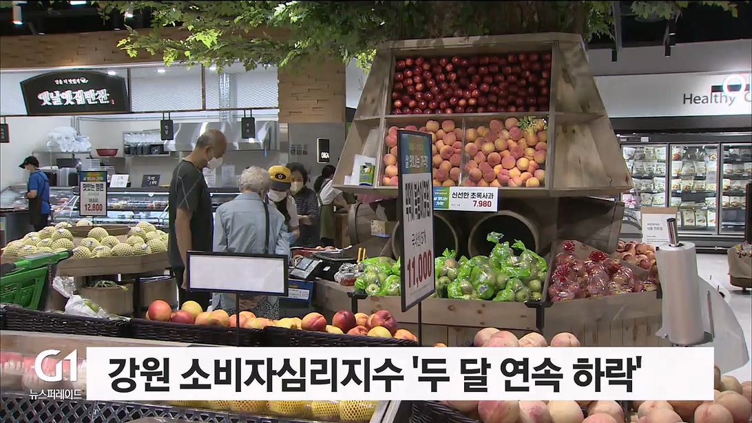 강원 소비자심리지수 '두 달 연속 하락'