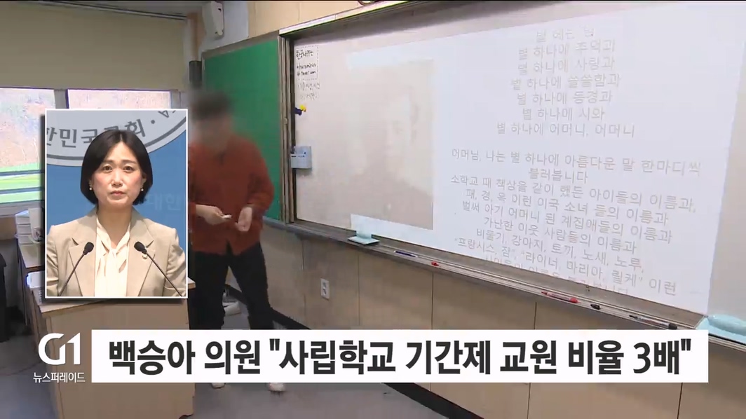 백승아 의원 "사립학교 기간제 교원 비율 3배 높아"