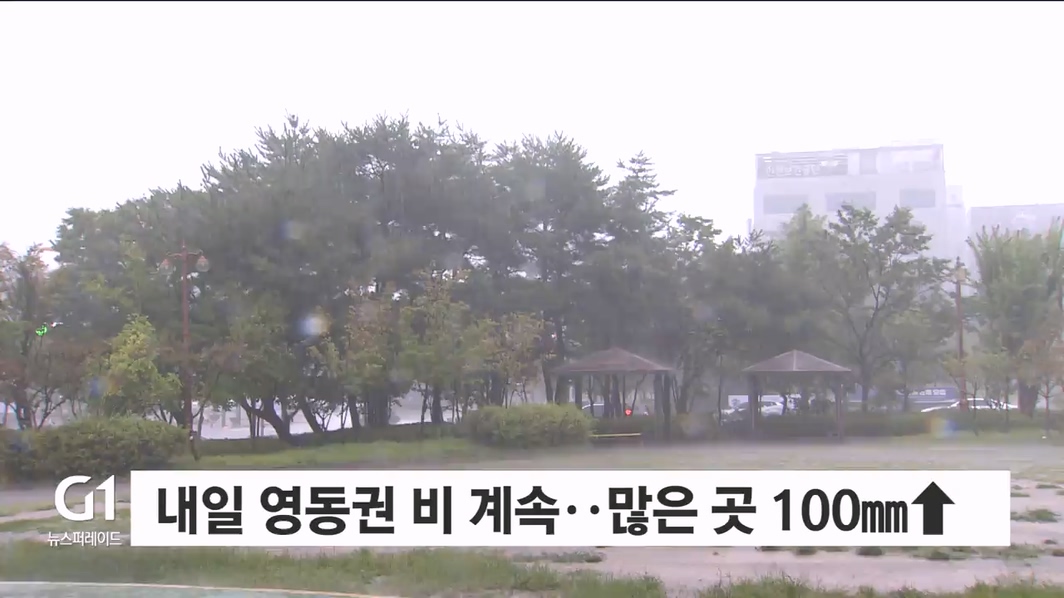 내일 영동권 비 계속..많은 곳 100mm↑
