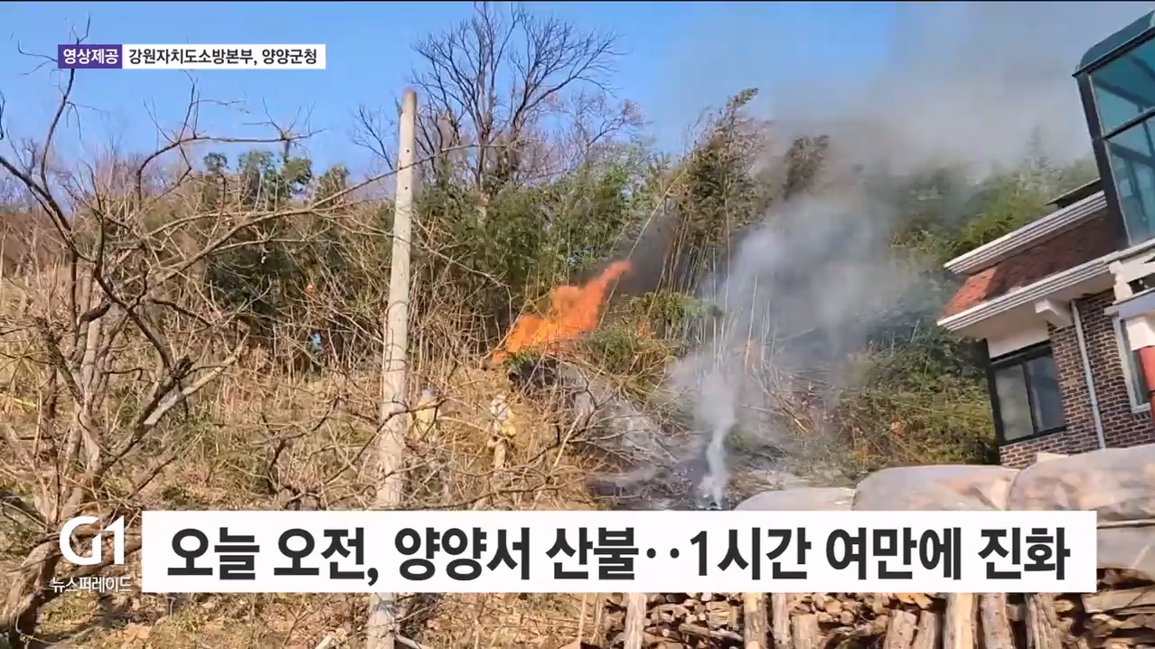 오늘 오전, 양양서 산불..1시간 여만에 진화